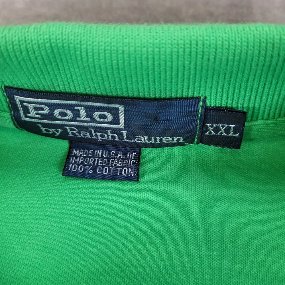 Polo Ralph Lauren Mens XXL Green Short Sleeve Pique Polo‎ Shirt Pink Pony USA